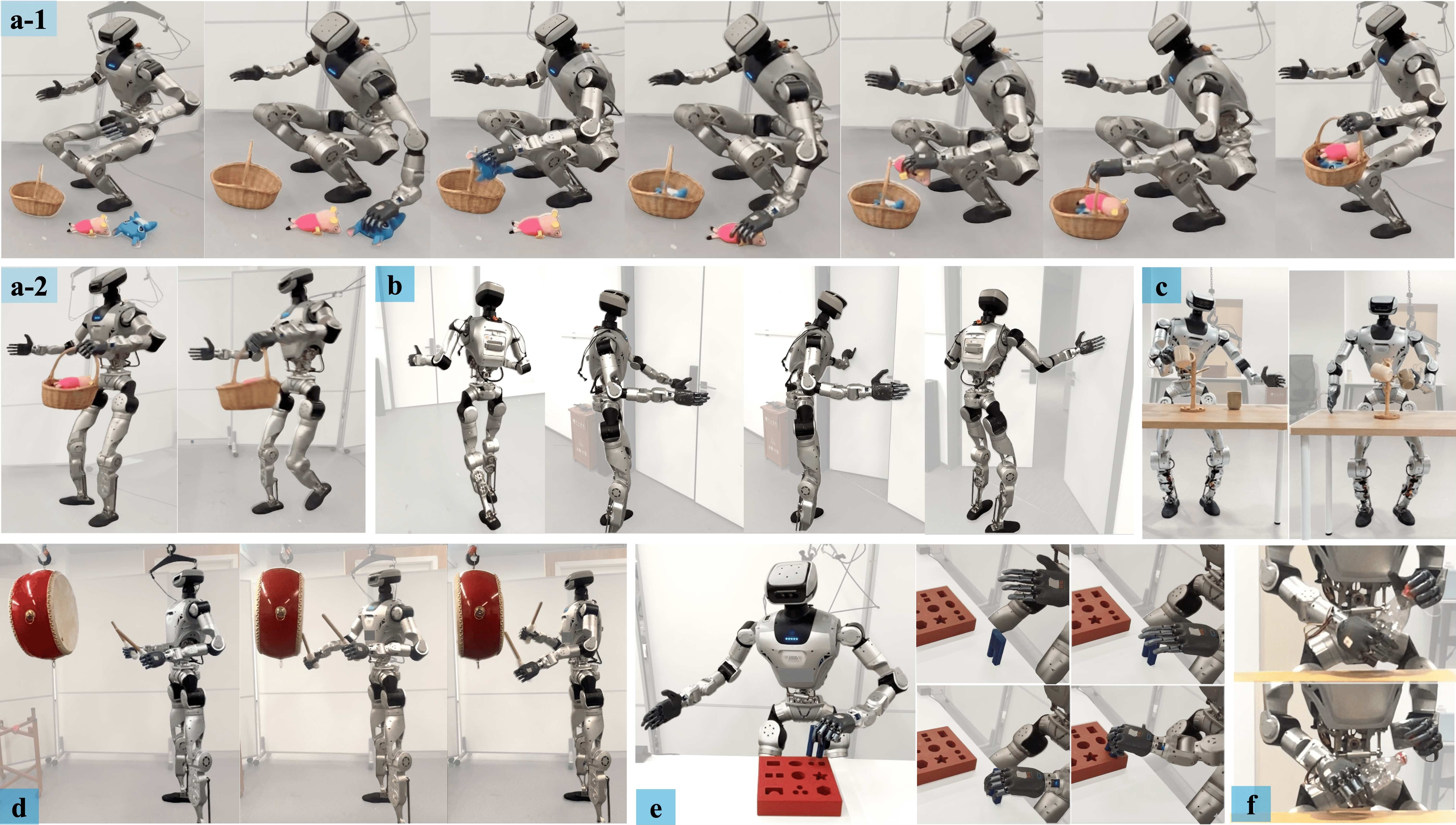 Seven real-world loco-manipulation tasks performed by a LimX Oli humanoid under CWI